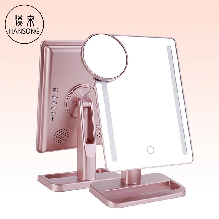 

LED Vanity Desktop Mirror with 50 LED Lights Makeup Mirror with 2 LED Strips Spiegel, Black, white, rose gold