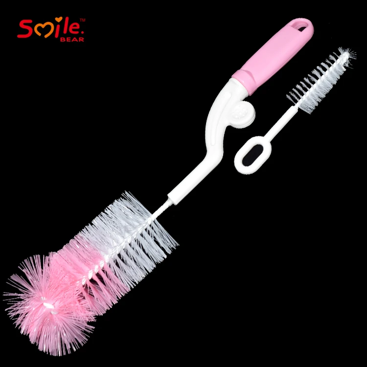 

Cusstom Packing Rotating Nylon Plastic Baby Cleaning Bottle Nipple Brush, In stock/customized