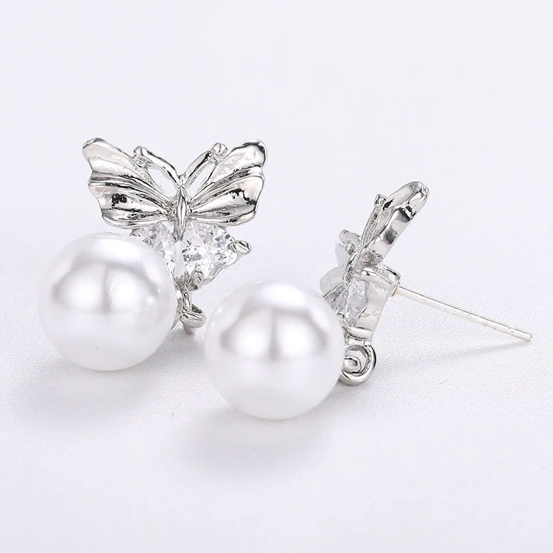 

Latifah Hot sell Korean earrings stud Pearl crystal earrings Butterfly earrings for Girl