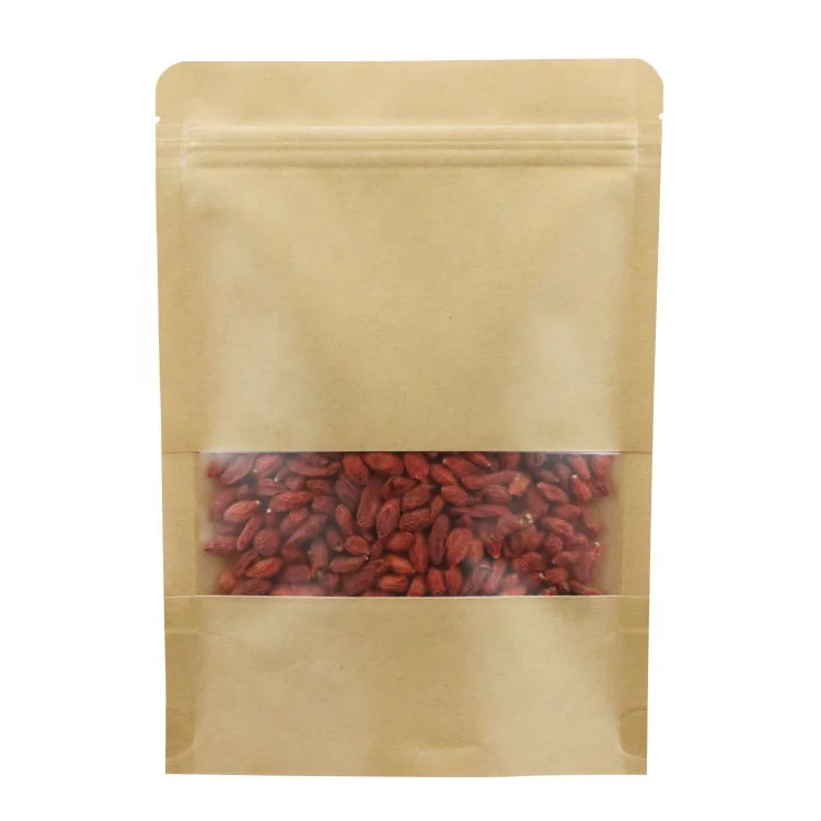 
Wholesale cheap recycled brown kraft paper zipper bag with window 