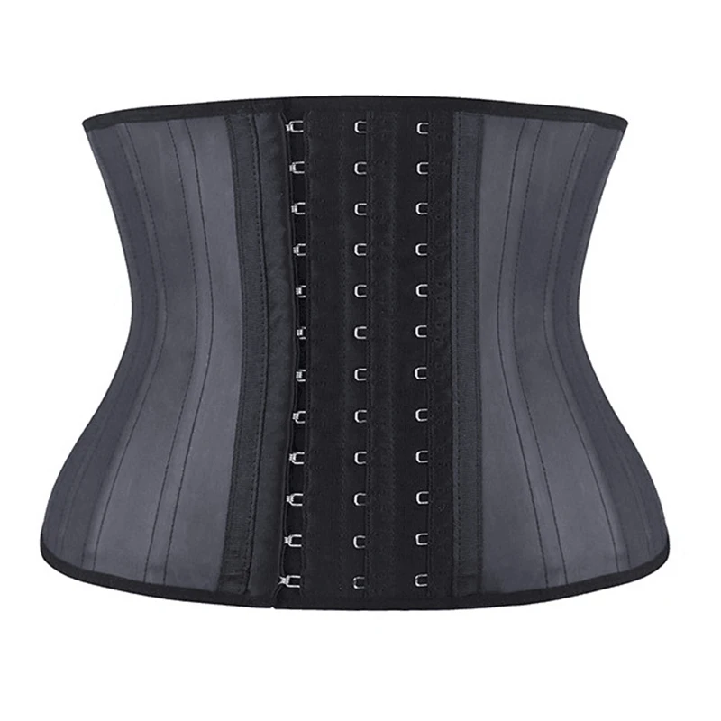 

25 Steel Bone Waist Trainer and Shaper - Black 3 Hook Latex Waist Cincher Belt