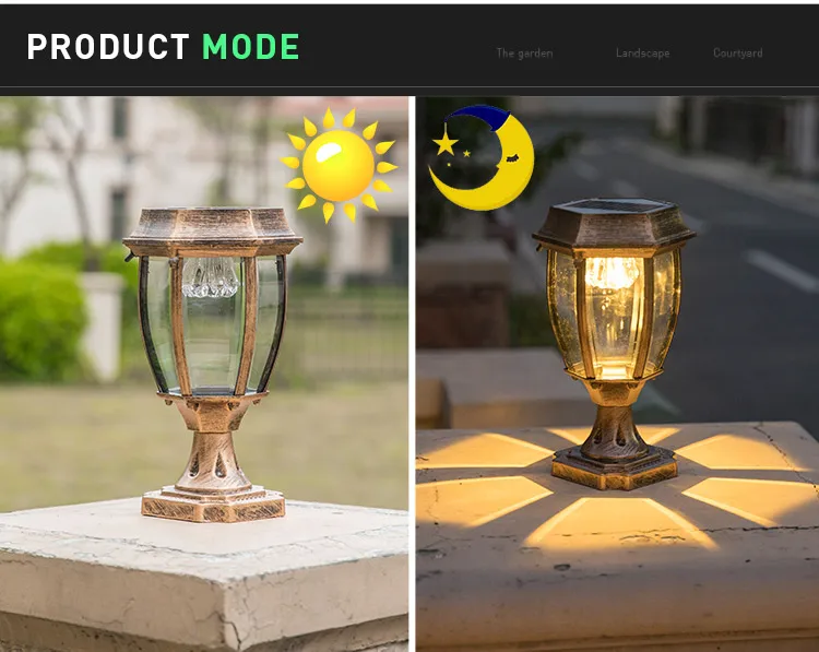 IP55 Outdoor Aluminum Auto On Off Waterproof Led Solar Post Cap Light