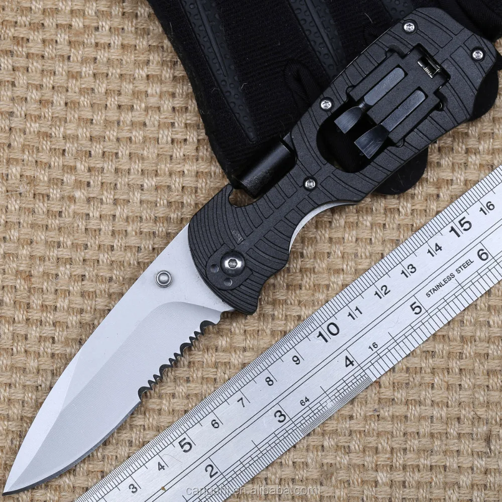 

8CR13Mov blade with rubber handle Multi-function Camping Folding Knife