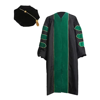 Custom Uk Style High Quality Green Panel Phd Doctoral Graduation Gown ...