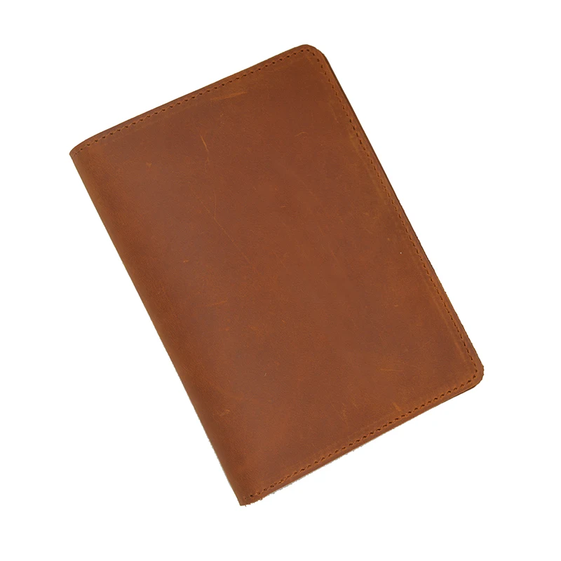  Brown crazy horse genuine leather boarding pass travel portfolio wallet with gift box 
