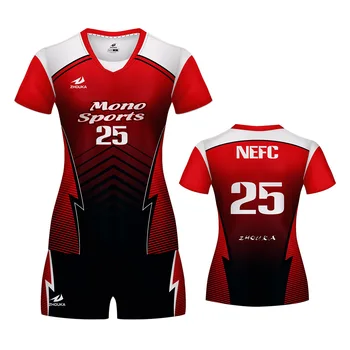 red sublimation volleyball jersey womens volleyball uniforms badminton ...