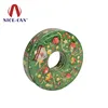Ring shaped tin pack box with red string for Christmas gifts tin pack