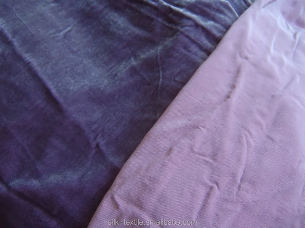 
solid dyed colour purple grape plain silk velvet fabric 