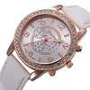 Fashion Women's Watches Geneva Rhinestone Big Dial Faux Leather Analog Wrist Watch Gifts MX233L