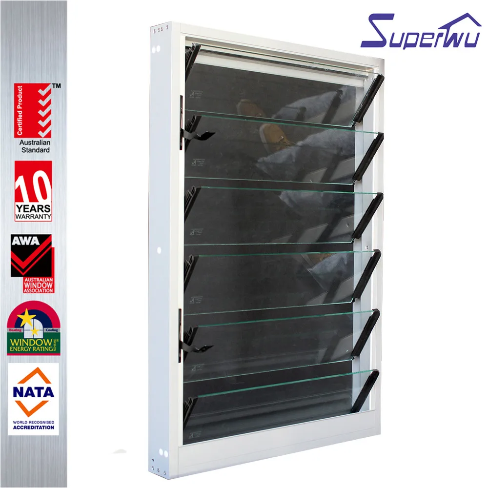 Cheap price aluminium Australia standard sound insulation aluminum louver windows with tempered glass