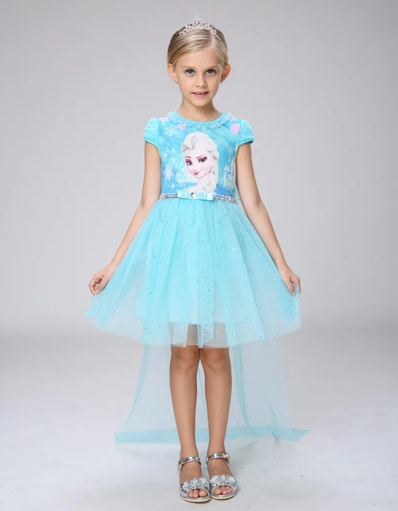 

GIRL DRESS Snow Princess Dress summer dresses a children's clothing Elsa cotton short sleeve dress, Pic