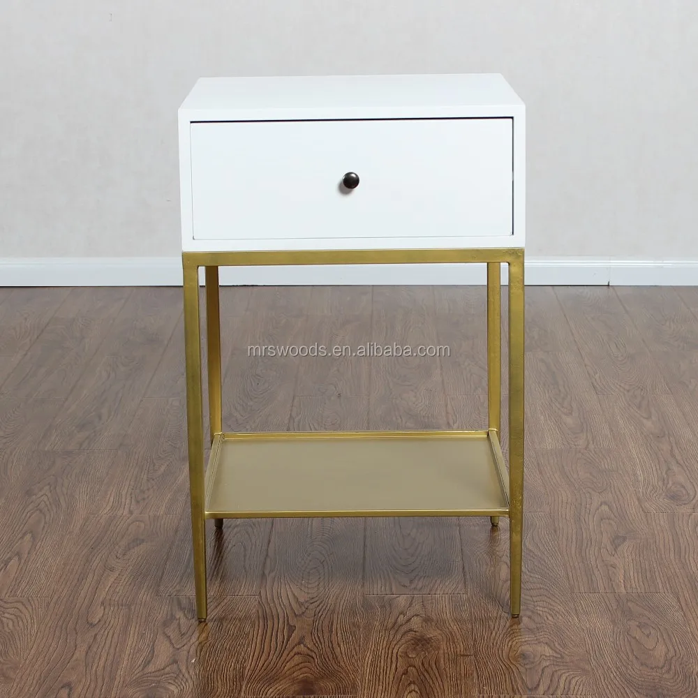 Mw Home White Painted 1 Drawer 1 Shelf Bed Side Table Wood Cheap Bedside Table Buy Cheap