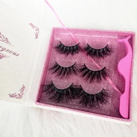 

wholesale 3d mink lashes custom package 3 pairs eyelash packaging box with tweezer