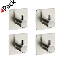 

Wall Hooks Adhesive Heavy Duty Waterproof 304 Stainless Steel Kitchen 4 Pack Adhesive Wall Hooks