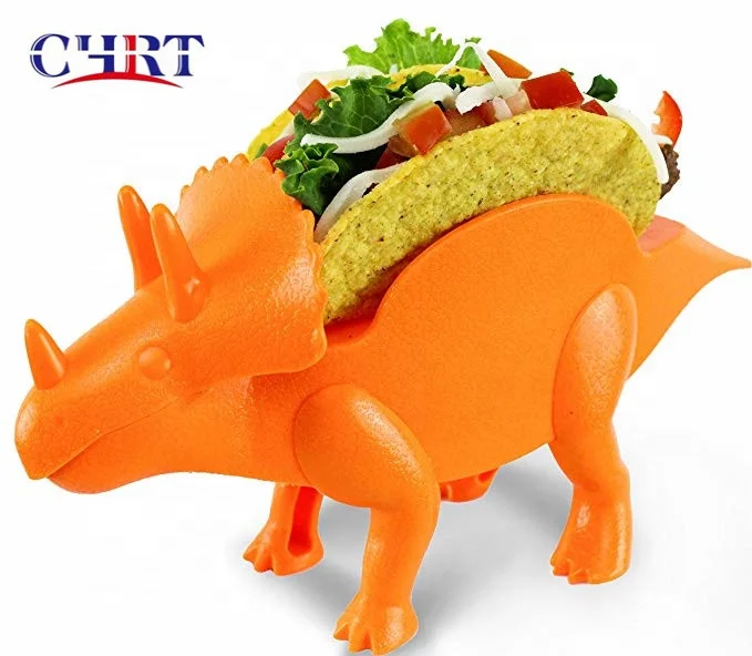 

CHRT FDA CPSIA BP Free ABS Material Taco Holder Stand DIY Plastic Dinosaurs Tricera Kids Taco Holder, Green;red;orange. and etc