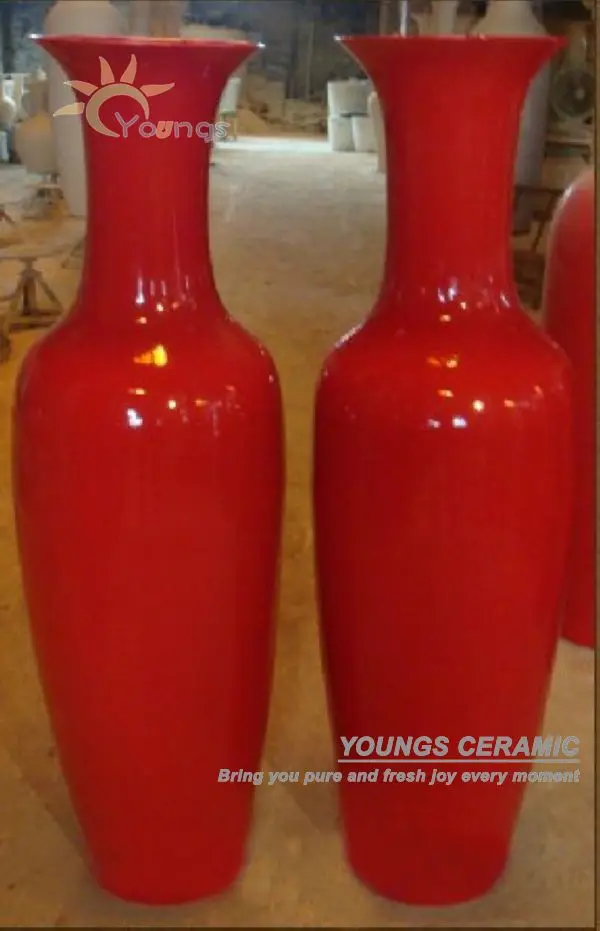 Large Red Glazed Porcelain Floor Vase For Indoor Home Decor Buy Red