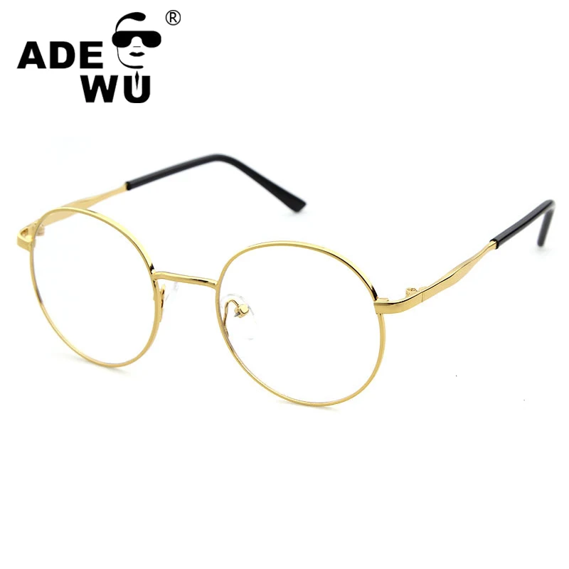 

2016 Fashion champagne gold metal optical frames eyewear round circle clear lens glasses