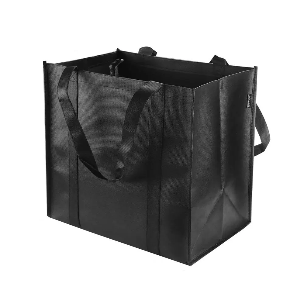 

Reusable Grocery Tote Bags Black-Hold 44 lbs Large Durable Heavy Duty Shopping Totes Grocery Bag with Reinforced Handles