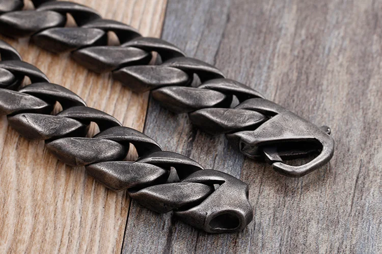 KALEN 316L Stainless Steel Brushed Link Chain Bracelets For Men 22cm Chunky Homme Wrist Bracelets Jewelry