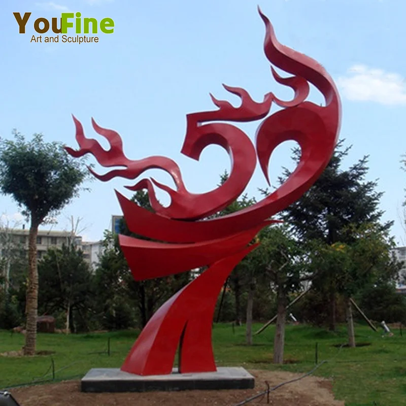 Outdoor Decor Red Abstract Stainless Steel Phoenix Sculpture Buy