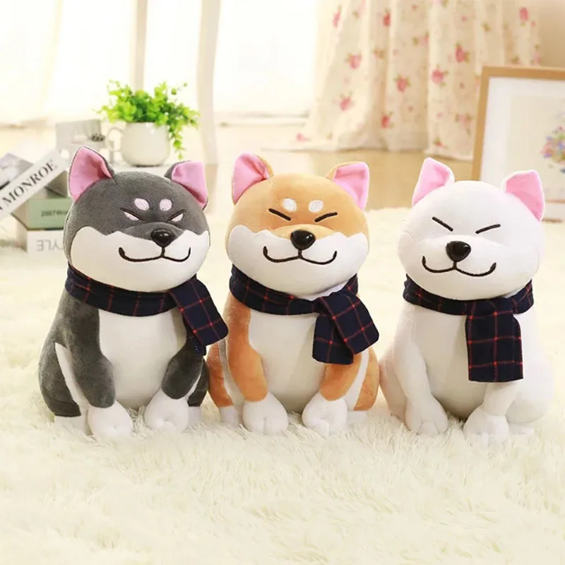 

Wholesale lovers scarf dog plush toys Shiba Inu dog cloth doll birthday gift for Children New Style 25/45cm