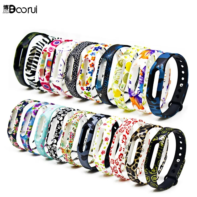 

BOORUI miband accessories Silicone Varied Strap Miband fashional Camouflage flowers printing mi band strap for xiaomi mi 1s band, Varied flowers printing