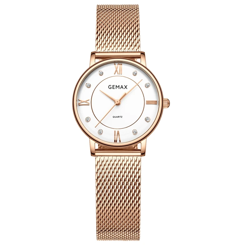 

ladies casual stainless steel mesh strap wrist watch ultra thin