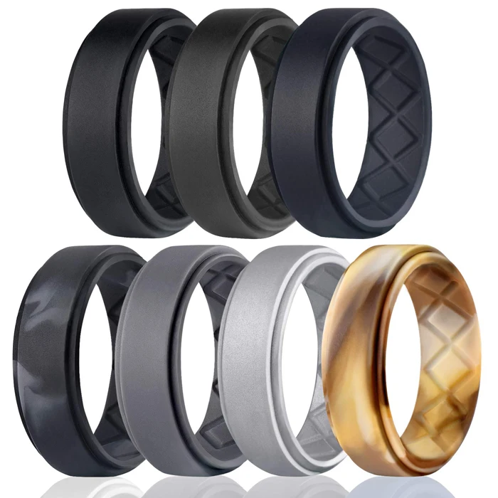

Food Grade Double Debossed Silicone Wedding Ring Sport Band, Sample color or as you wish