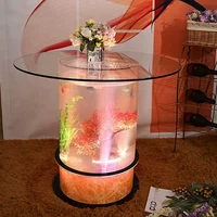 

LED acrylic light table water bubble decor round coffee table fish tank