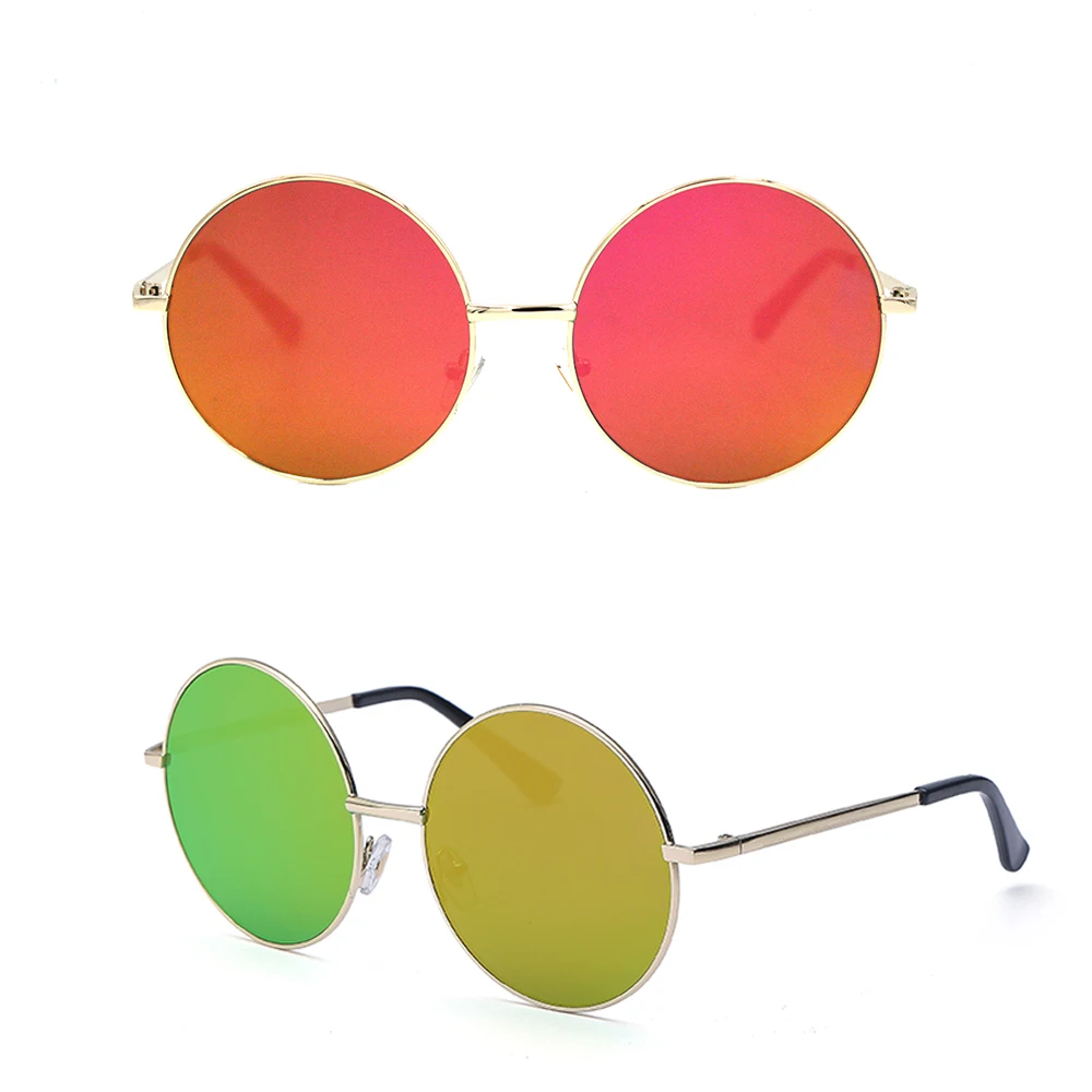 

YM1-12 2018 New Fashion Model UV400 Mirror Lenses Custom Women Men Metal Oversized Big Frame Round Cheap Sunglasses