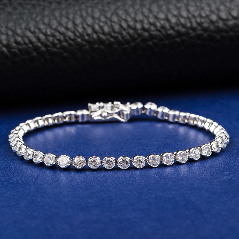 

sterling 925 silver 2.5mm zircon pave tennis bracelet 2021 popular stackable bracelets