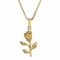 

MECYLIFE Stainless Steel Minimalist Women Necklace Jewelry Rose Flower Pendant Gold Necklace