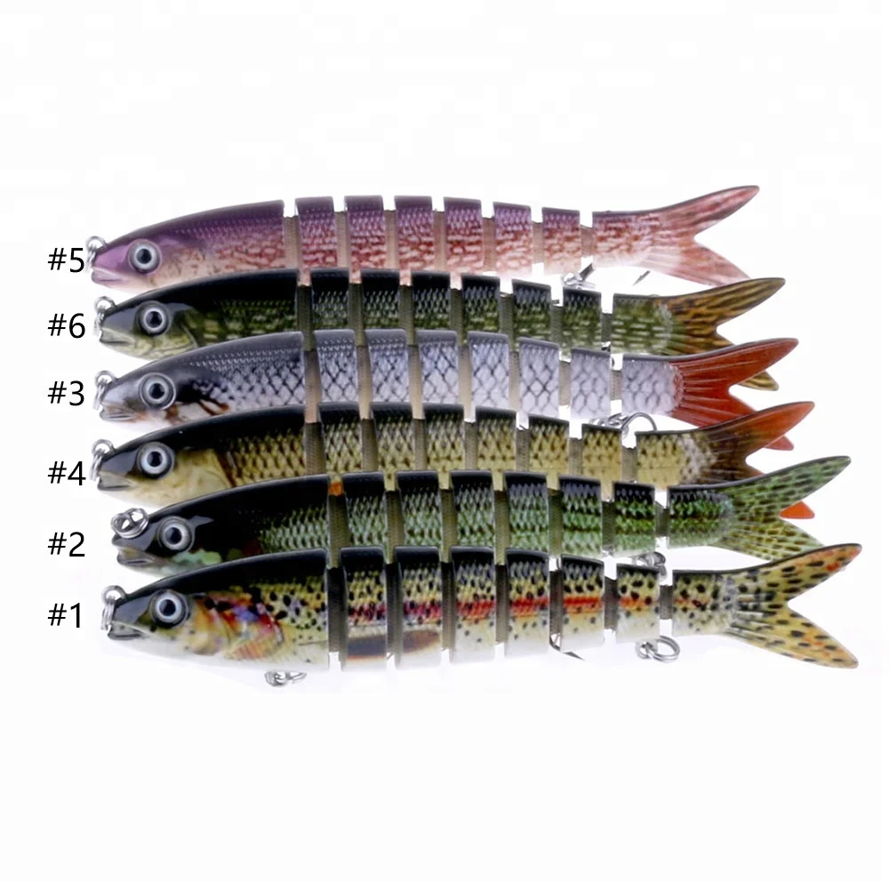 

3D Eyes Lifelike Swim Hard Bait Isca multi jointed Sections fishing lure, 6 colors