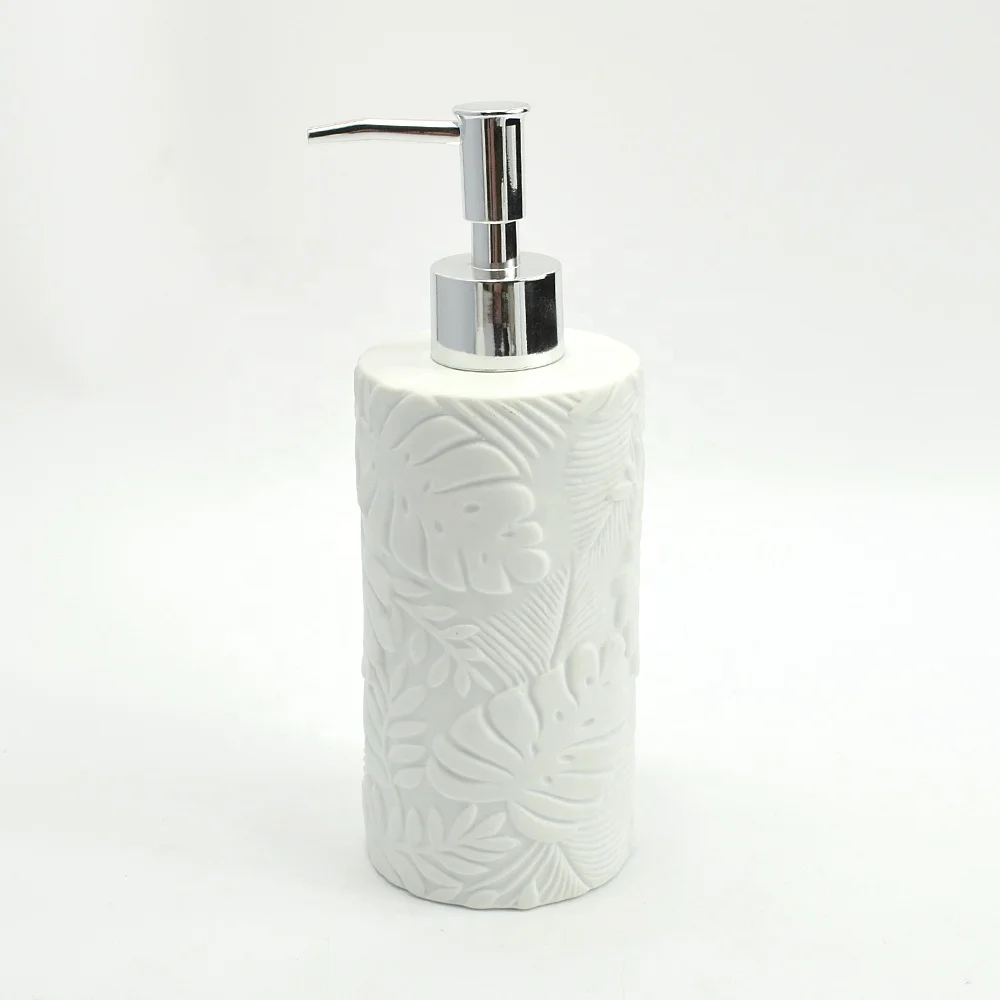 White Carved Ceramic Liquid Soap Dispenser Kitchen - Buy Soap Dispenser ...