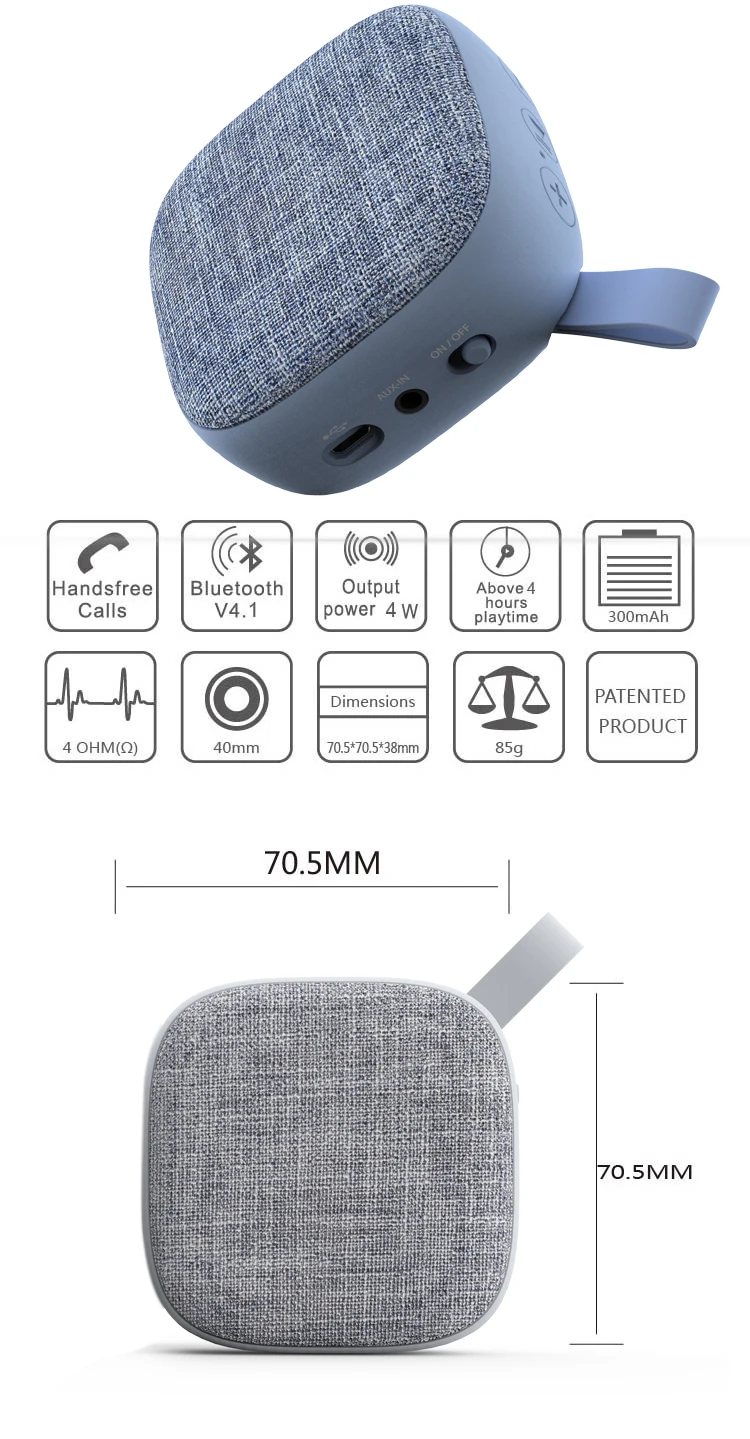 Mini Fabric Speaker for Christmas Gfit Wireless Speaker Bluetooth Portable with Rubber Print - ANKUX.COM