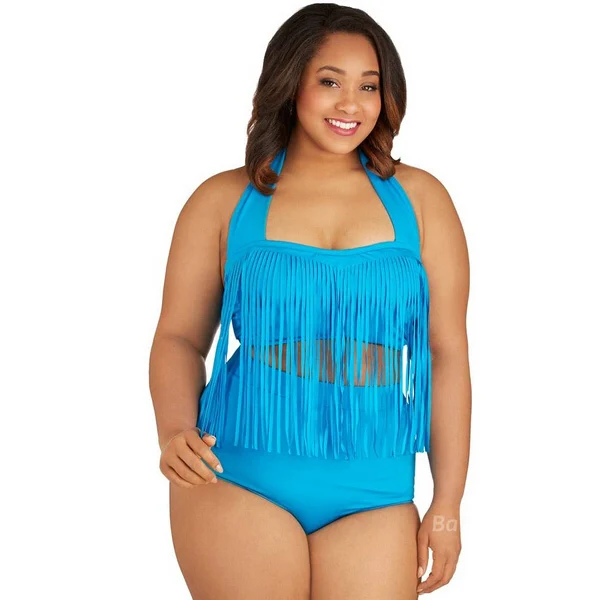 leopard fringe hem short sleeve tankini
