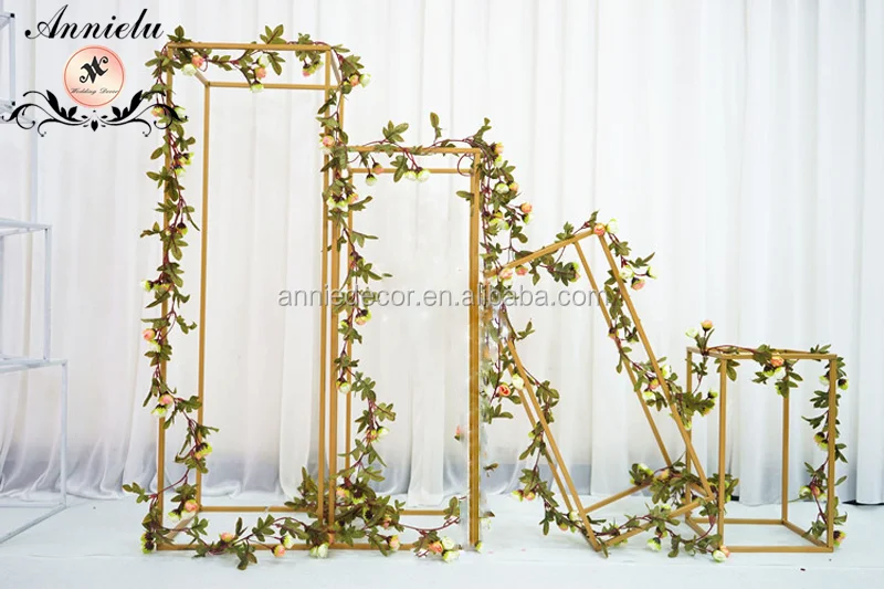 Wedding and Banquet Flower Stand, Hotsale Metal Rectangular Table Decoration Centerpiece