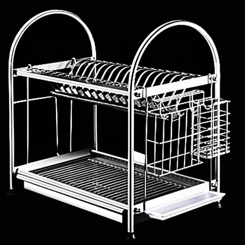 

stainless steel utensil kitchen drying dish rack 2 tier drainer for kitchen countertop tableware oem Private customized, N/a