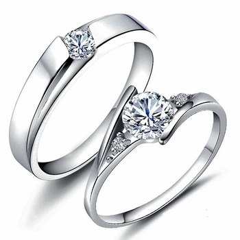 Pakistan Price Simple Design Diamond 18k White Gold Plated Couple Ring ...