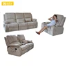 American style sofa furniture, cozy functional beige fabric recliner sofa 8923