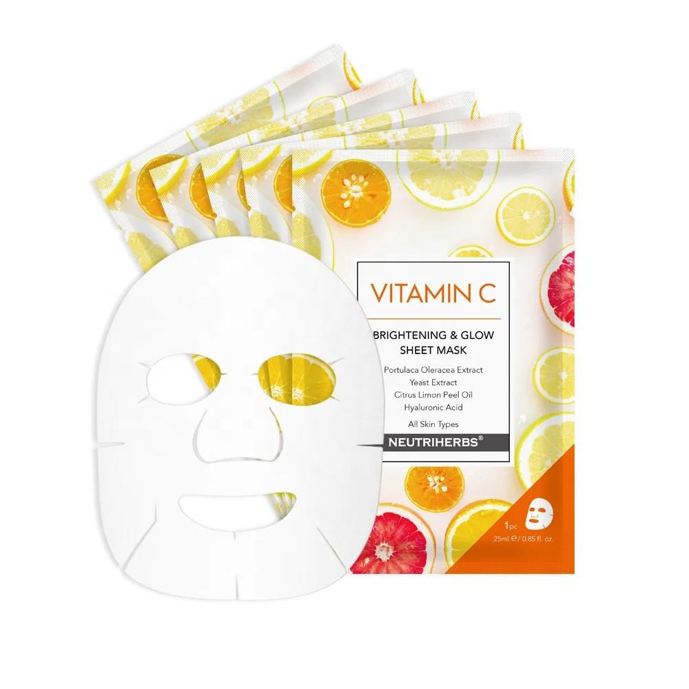 

New Arrival Vitamin C Brightening Hyaluronic Acid Face Sheet Mask Hydrating Whitening Facial Mask Facial Face Masks