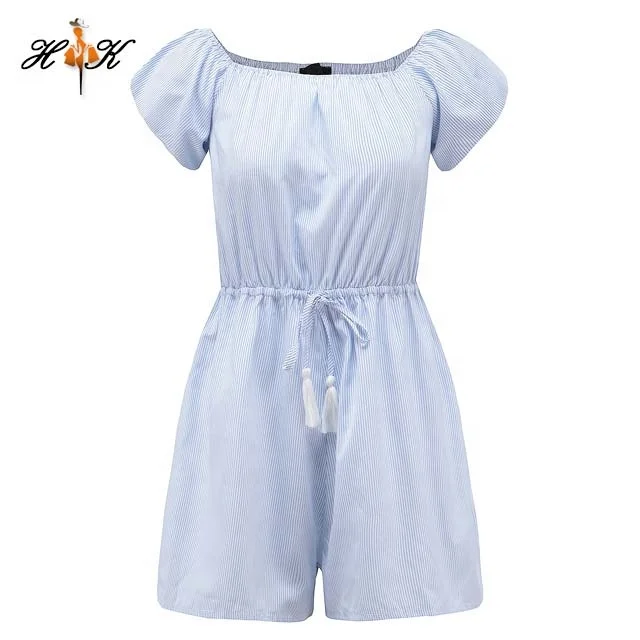 

Stripe Pattern Short Sleeve Womens Romper Off Shoulder Short women jumpsuits, N/a