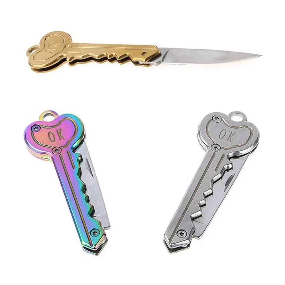 Buy 3 Pcs Cute Keychain Folding Pocket Knife Self Defense Camping Outdoor Survival Folding Knife Mini Key Shaped Knife Gift Multicolor Gold Silver In Cheap Price On Alibaba Com