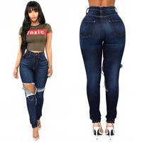 

Denim broken holes in knee narrow feetsexy jeans plus size denim women