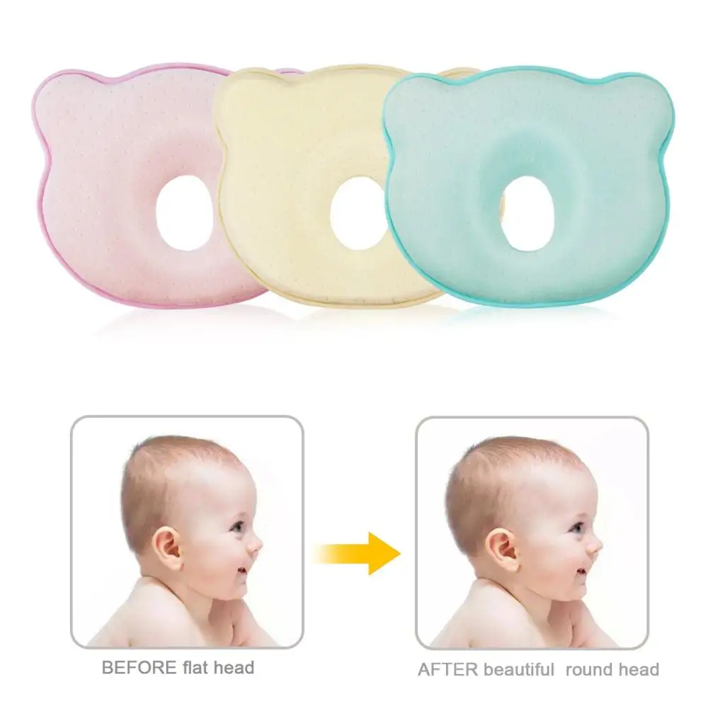 Pink Head Shaping Pillow And Prevent Flat Head Baby Pillow Baby Pillow Preventing Protector Birth Flat Head Syndrome for your Newborn Baby Memory Foam Pillow FREE DELIVERY 0-12 Months 