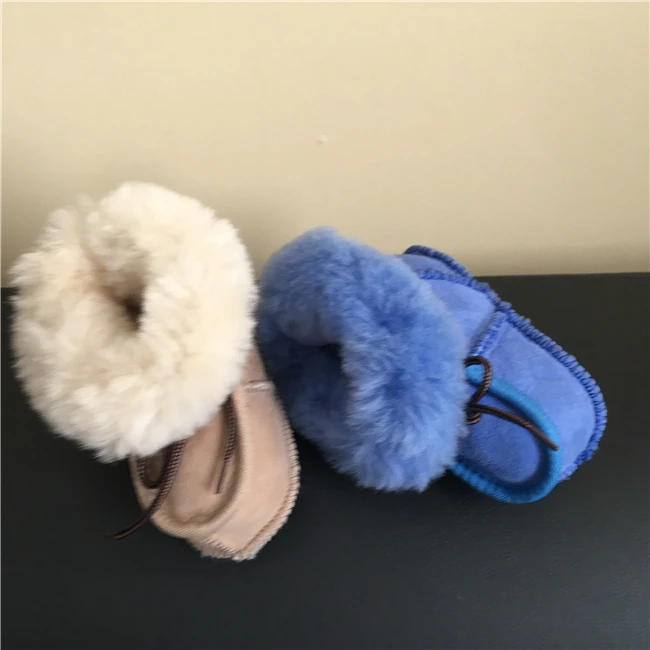 2 pair Baby Sheepskin Shearling Booties Double Face Wool Lined Boots