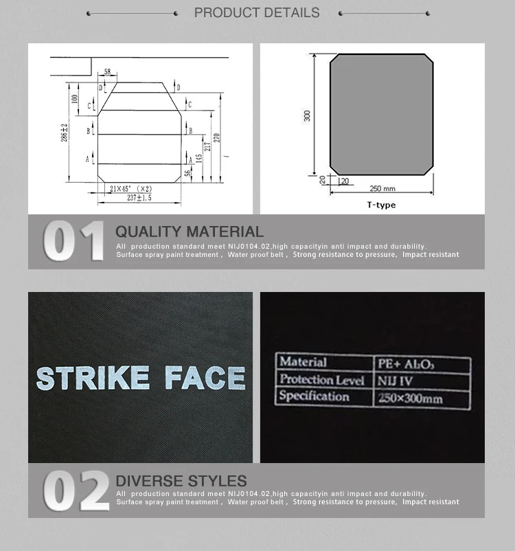 Profession Design Ballistic Plate Multi Curve Bullet Proof Plate For