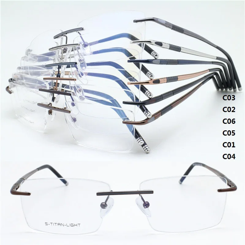 

wholesale nickel-silver designer rimless trendy high classic square prescription eyeglasses frame 8524