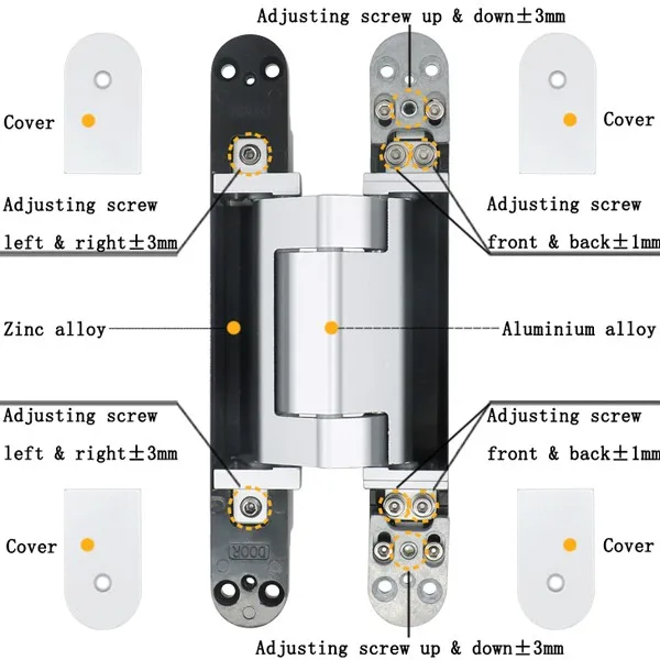 Heavy Duty 180 Degree Zinc Alloy Concealed 3d Adjust Fire