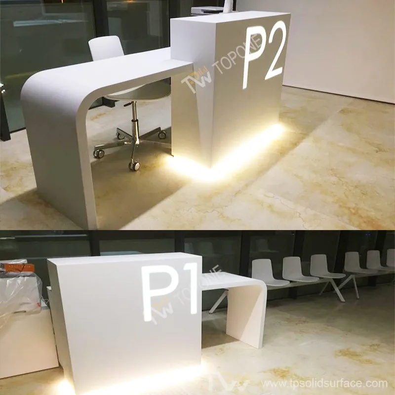 Cnc Carved White Salon Reception Desk For Sale With Led Light Decoration Buy White Reception